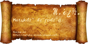 Metykó Árpád névjegykártya